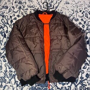 Mount’n Prairie Brown Puffer Jacket with Orange Lining